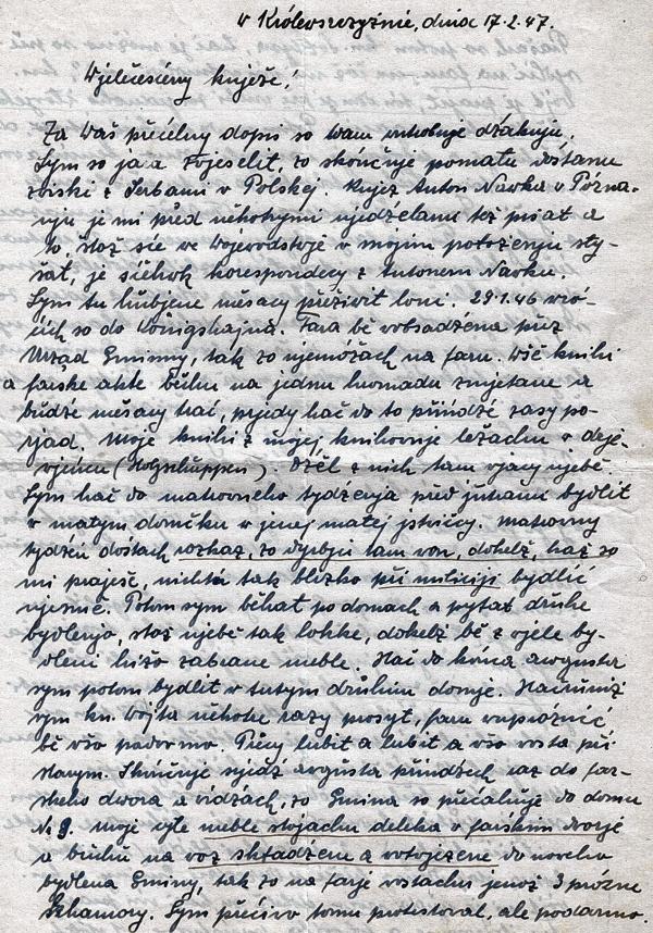 K listej Jurja Bruska z lěta 1947
