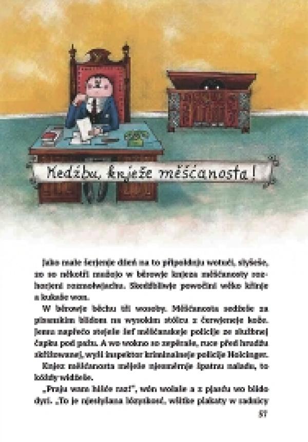 Strona z knihi &raquo;Małe &scaron;erjenje&laquo;  wot Otfrieda Preu&szlig;lera, kotraž je jako přełožk do hornjoserb&scaron;ćiny w nakładnistwje Veles wu&scaron;ła (2026, 120 stronow, staroba: wot 6 lět).