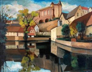 Ante Trstenjak, Budyšin, pohlad na Mikławšk ze Židowa, 1929, wolij na płatnje, 71,5 × 91,5 cm wobraz: Umetnostna galerija Maribor   Reprodukcija: Damjan Švarc