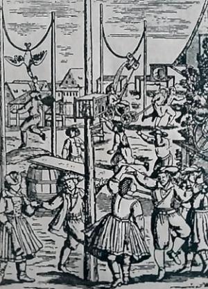 Terganje gusy ako markowe rozwjaselenje pla Nürnberga, z leta 1689 pó Elias Porzelius (wótśišć drjewoweje wuceŕby).