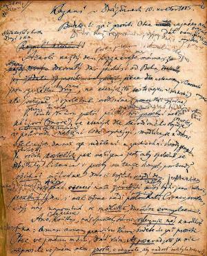 Faksimile čěskeho prědowanja Michała Hórnika, kiž bě 10. meje 1885 w Drježdźanach měł.  Wobraz: Serbski kulturny archiw