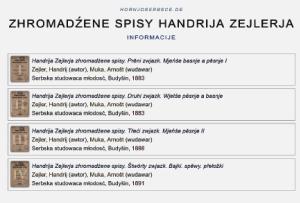 Pokazka na štyrizwjazkoweje publikacije Handrija Zejlerja zhromadźene spisy, kotrež je Serbski institut loni w syći přistupnił Screenshot: Fabian Kaulfürst