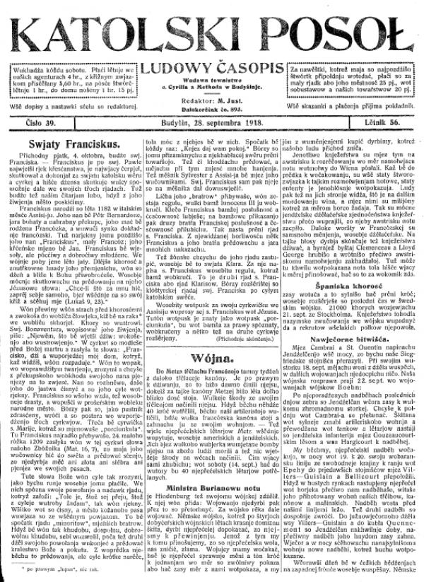 Španiska gripa w serbskich časopisach a w »Giddings Deutsches Volksblatt« 1918–1920